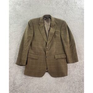 Jos. A Bank Sport Coat 40 R Taupe Wool Windowpane Herringbone Premium Designer